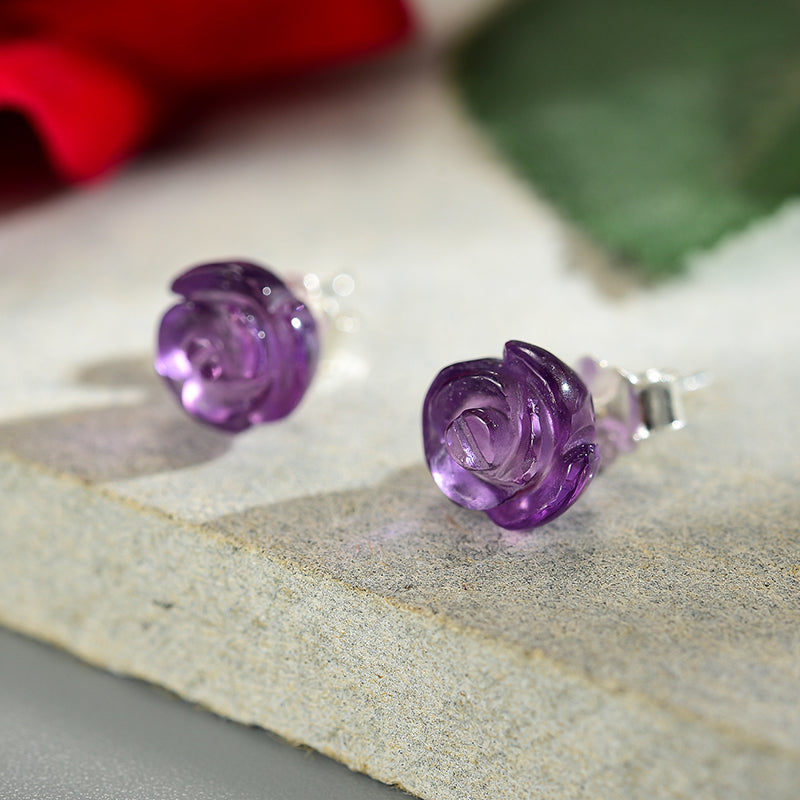 Crystal Quartz Flower Stud Earrings