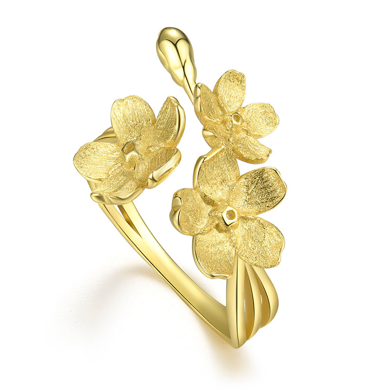 Sterling Silver Forget-me-not Flower Adjustable Ring