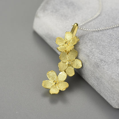 Sterling Silver Forget-me-not Flower Pendant Necklace