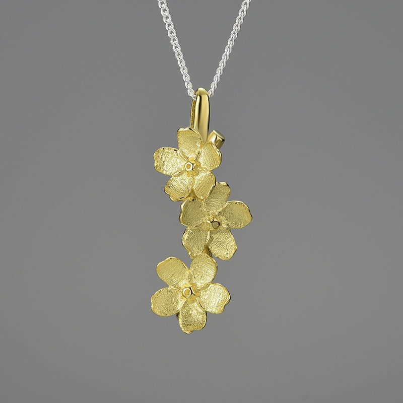 Sterling Silver Forget-me-not Flower Pendant Necklace