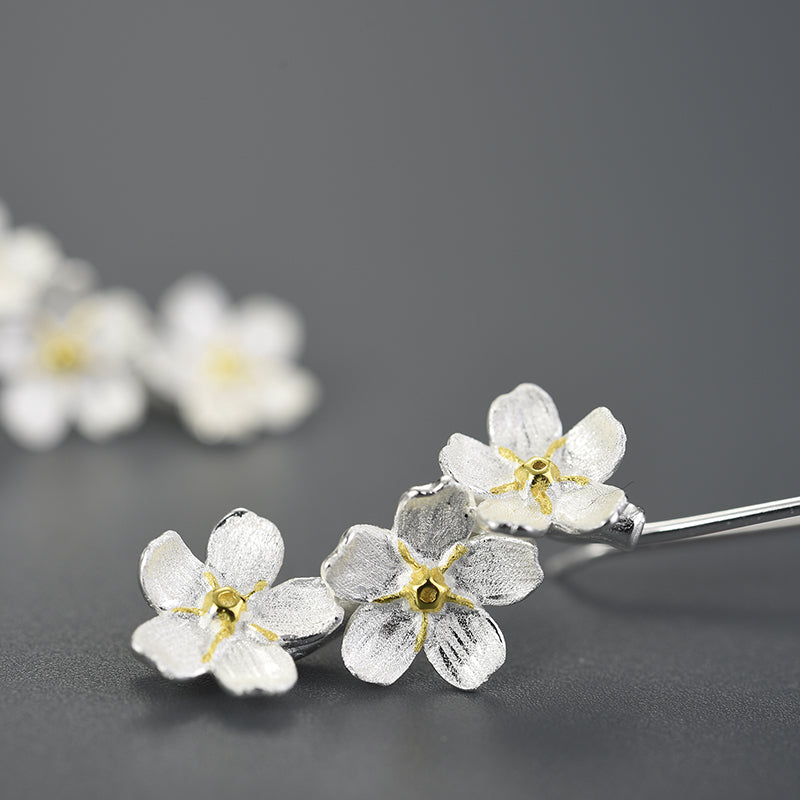 Forget-me-not Flower Long Dangle Earrings