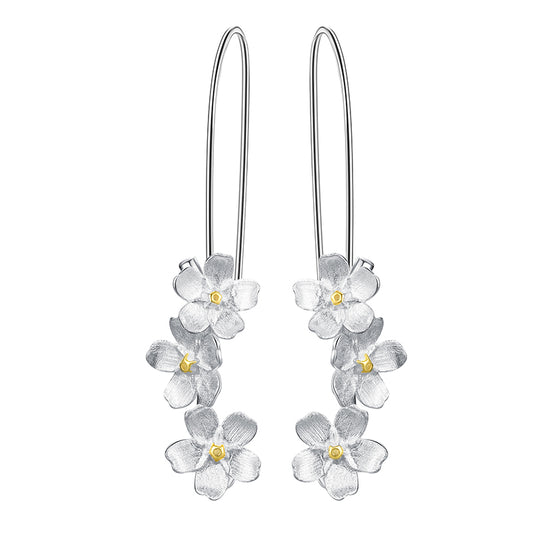 Forget-me-not Flower Long Dangle Earrings