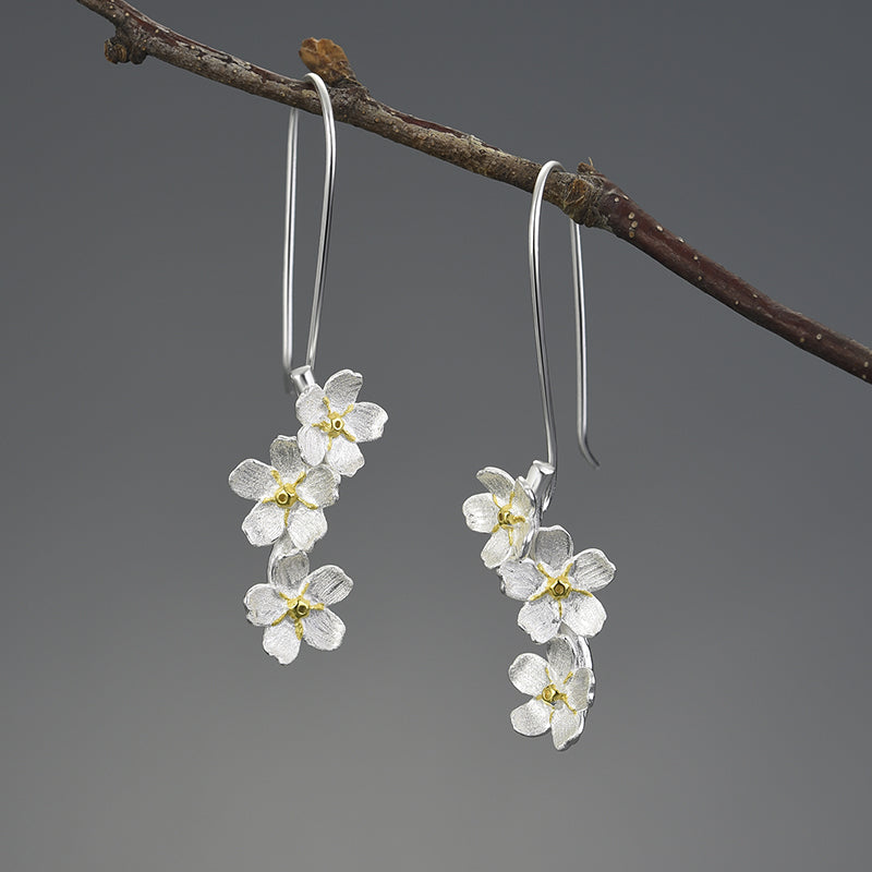 Forget-me-not Flower Long Dangle Earrings