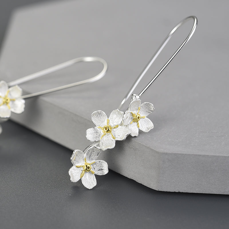 Forget-me-not Flower Long Dangle Earrings