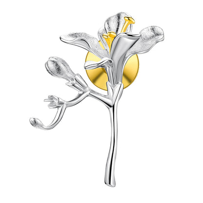 Sterling Silver Freesia Flower Handmade Fine Brooch