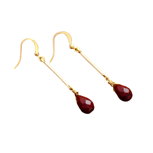 Red Jaspers Water Drop Dangle Earrings