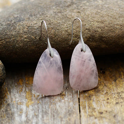 Bold Rose Quartz Dangle Earrings