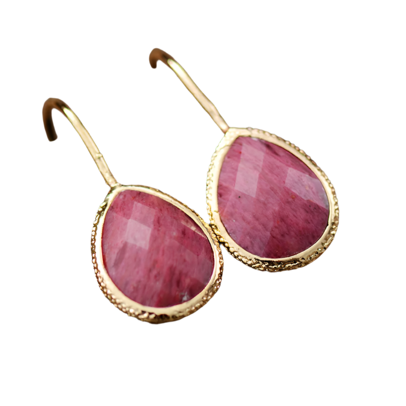 Teardrop Rhodonite Dangle Earrings