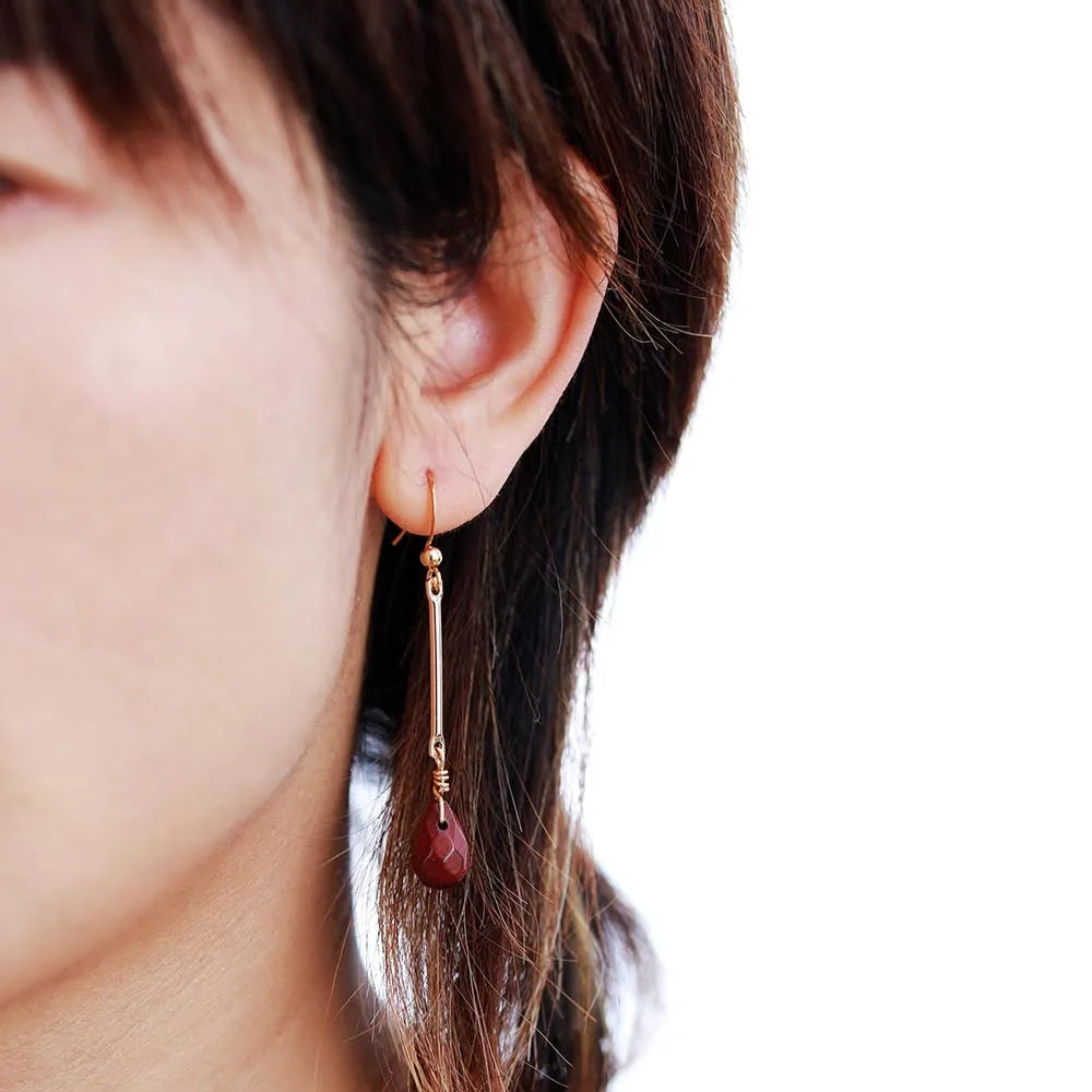 Red Jaspers Water Drop Dangle Earrings