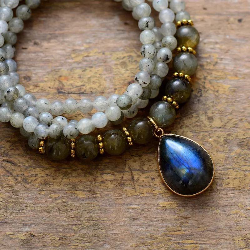 Boho Labradorite Beaded Strand Necklace