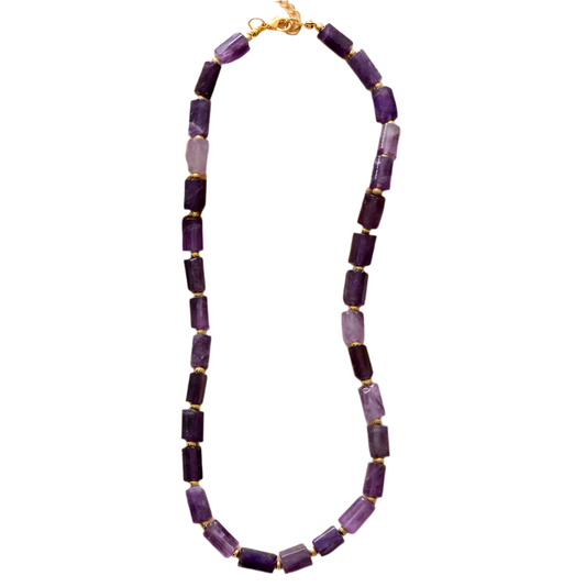 Boho Amethyst Beaded Choker Necklace