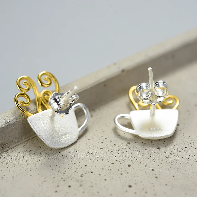 Afternoon Hot Coffee Cup Stud Earrings