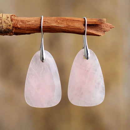 Bold Rose Quartz Dangle Earrings