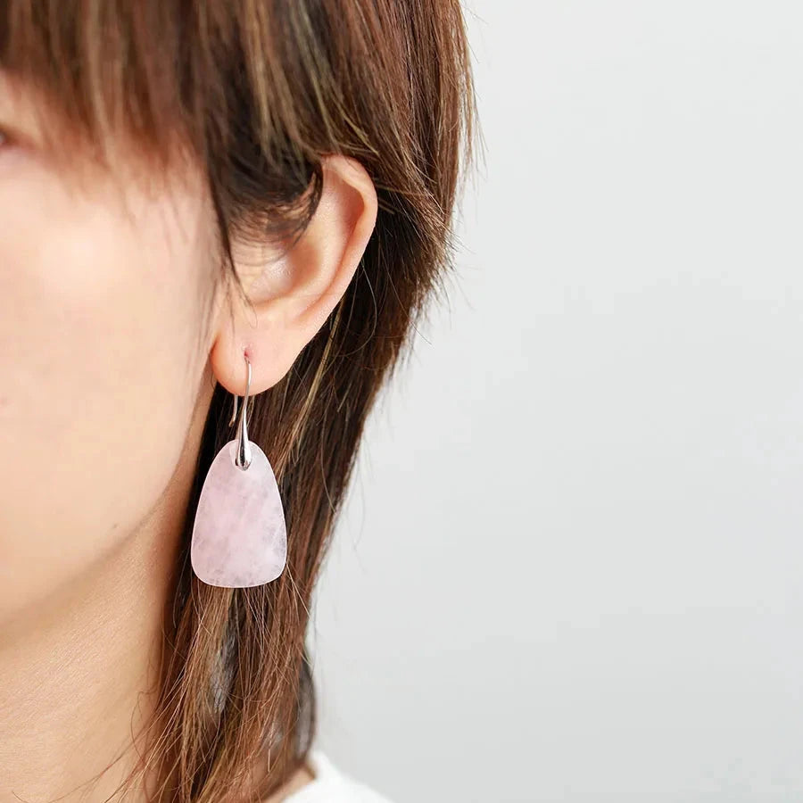 Bold Rose Quartz Dangle Earrings