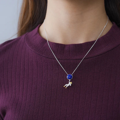 Sterling Silver Lapis Lazuli Space Odyssey Necklace