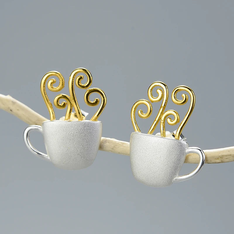 Afternoon Hot Coffee Cup Stud Earrings