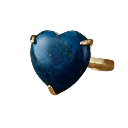 Heart Shape Apatite Adjustable Ring