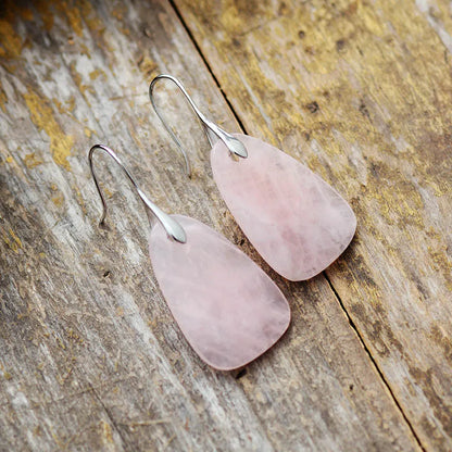 Bold Rose Quartz Dangle Earrings