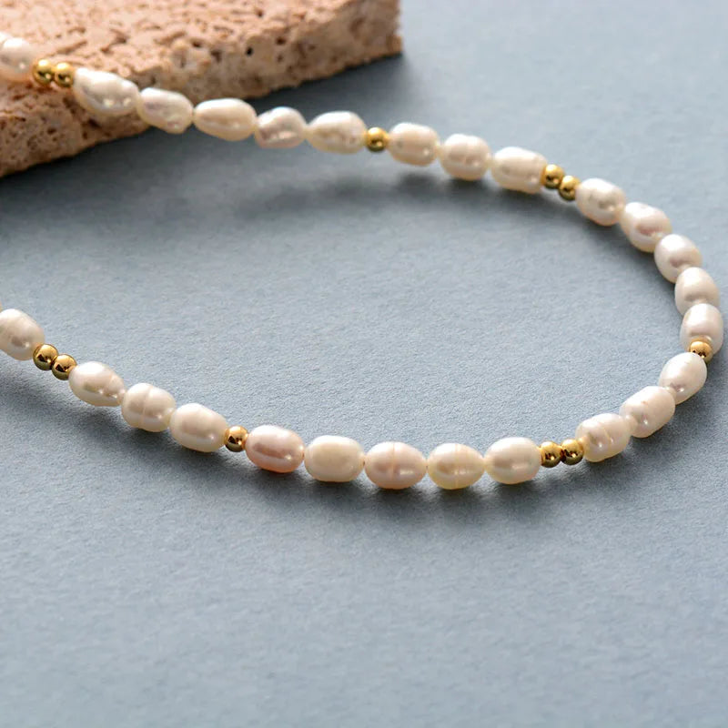 Ivory Freshwater Pearls Curb Choker Necklace