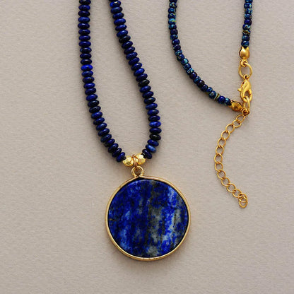 Boho Lapis Lazuli Pendant & Bead Necklace