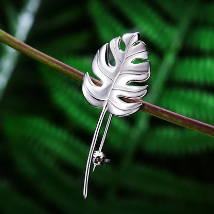 Sterling Silver Monstera Leaf Handmade Brooch