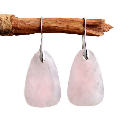 Bold Rose Quartz Dangle Earrings