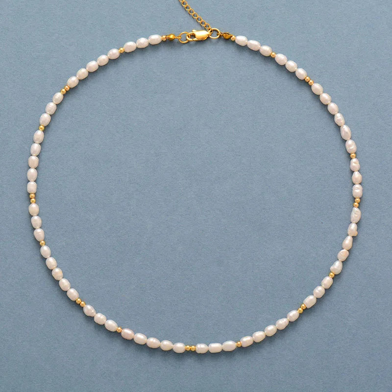 Ivory Freshwater Pearls Curb Choker Necklace