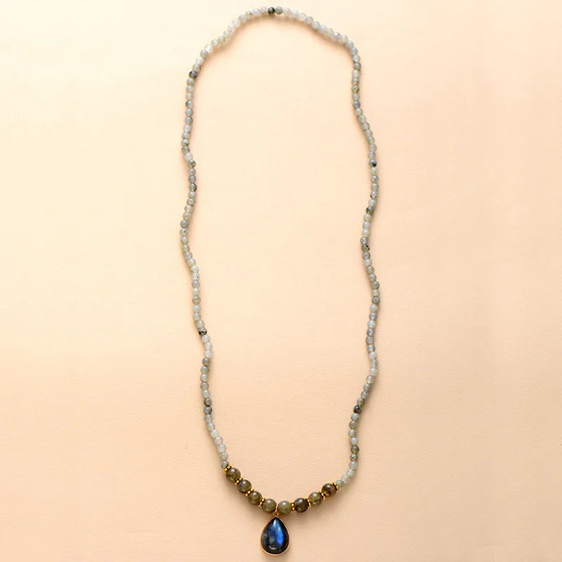 Boho Labradorite Beaded Strand Necklace