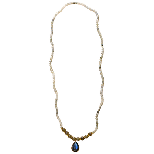 Boho Labradorite Beaded Strand Necklace