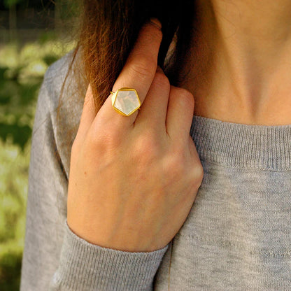 Sterling Silver Five-Point Harmony Natural Shell Ring