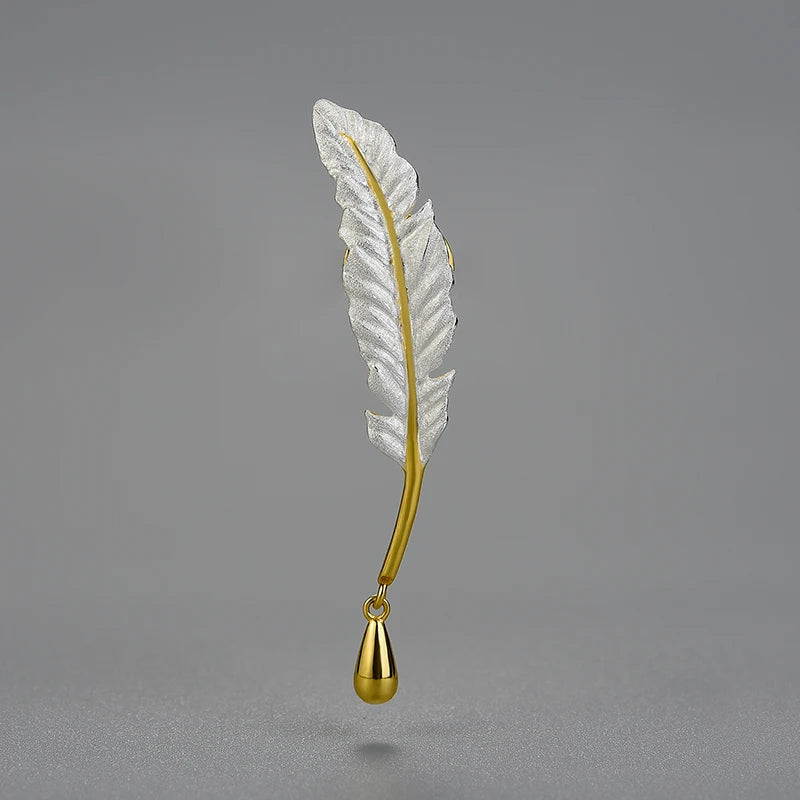 Long Goose Feather Handmade Brooch