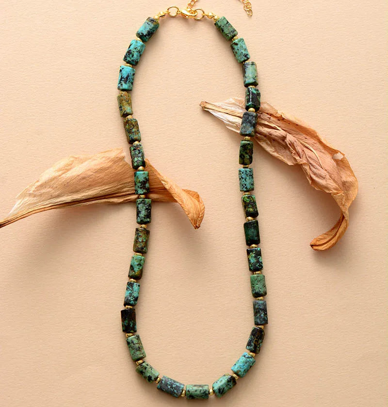 Boho African Turquoise Beaded Choker Necklace