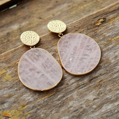 Rose Quartz Hyperbole Drop Dangle Earrings