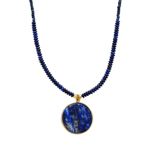 Boho Lapis Lazuli Pendant & Bead Necklace