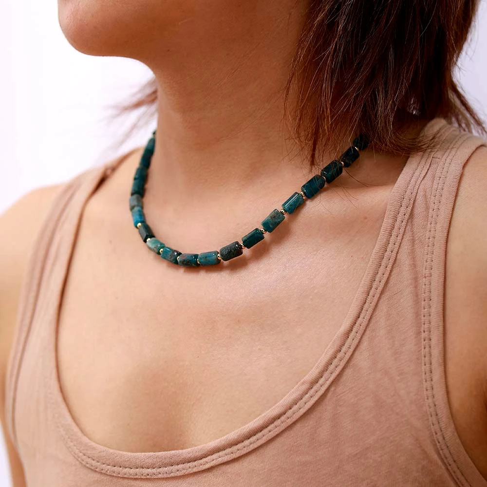 Boho Apatite Beaded Choker Necklace