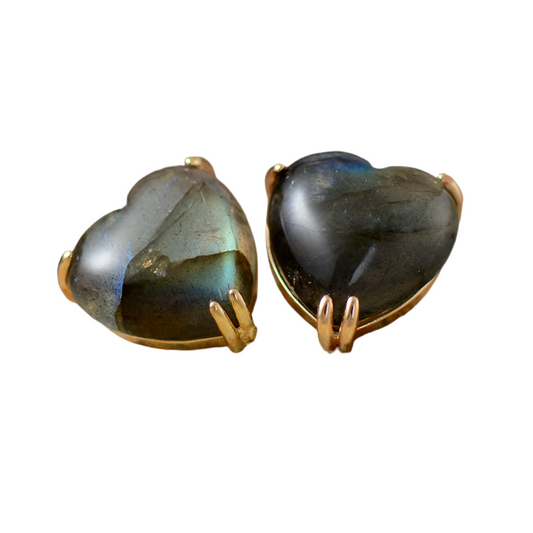 Heart Shape Labradorite Stud Earrings