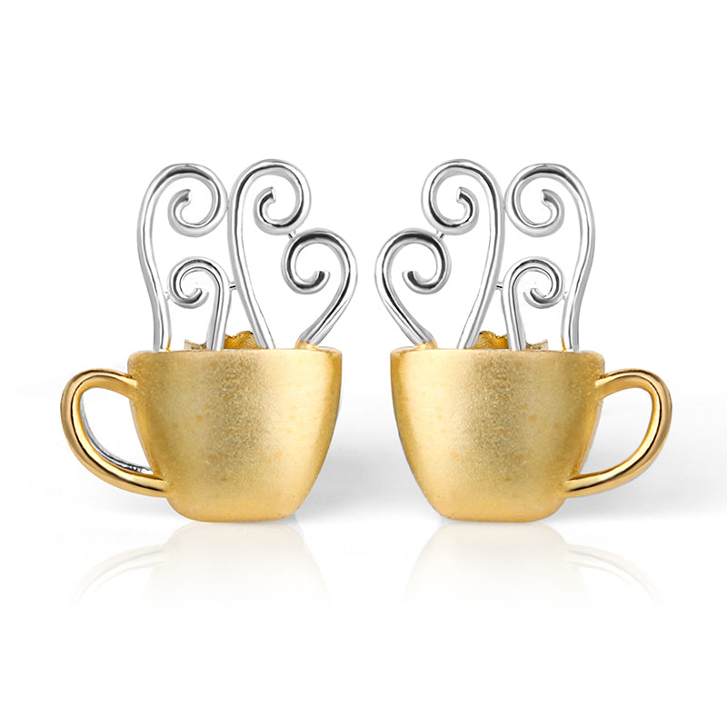 Afternoon Hot Coffee Cup Stud Earrings