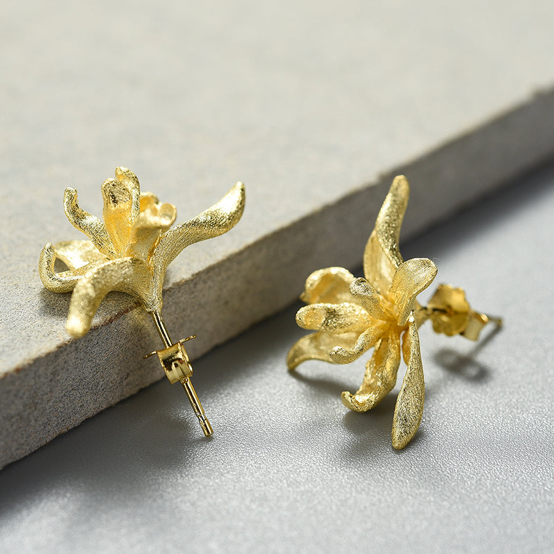 Iris Flower Stud Earrings