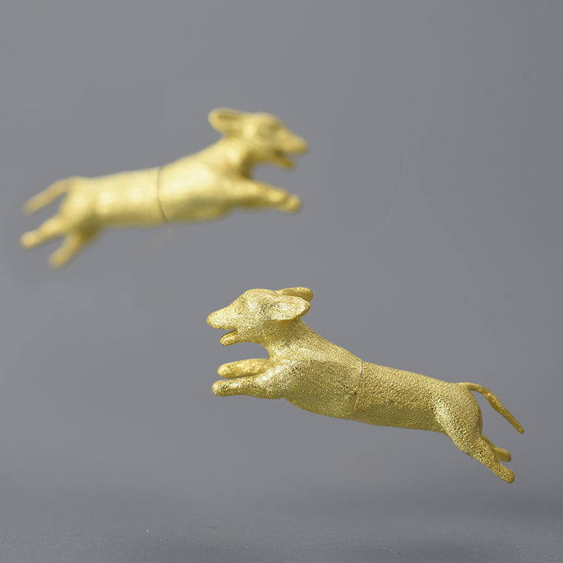 Unusual Running Dachshund Dog Stud Earrings