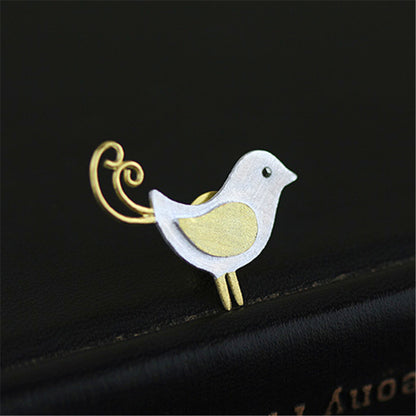 Sterling Silver Lovely Jay Bird Handmade Brooch