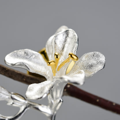 Sterling Silver Freesia Flower Handmade Fine Brooch