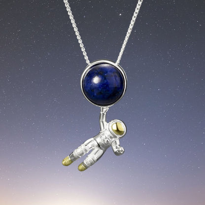 Sterling Silver Lapis Lazuli Space Odyssey Necklace