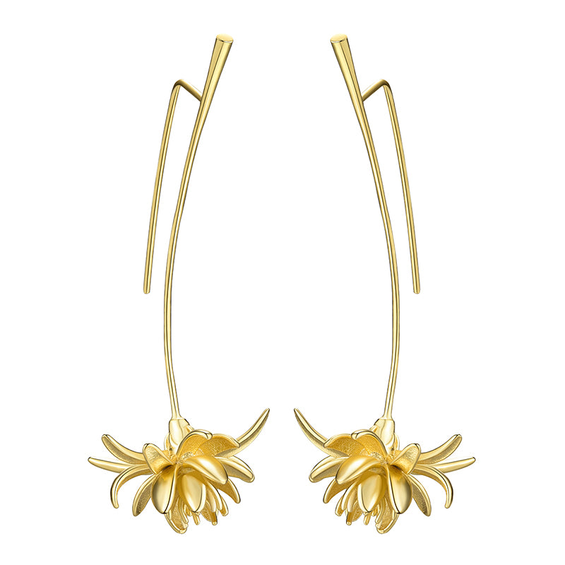 Night-Blooming Cereus Flower Long Dangle Earring