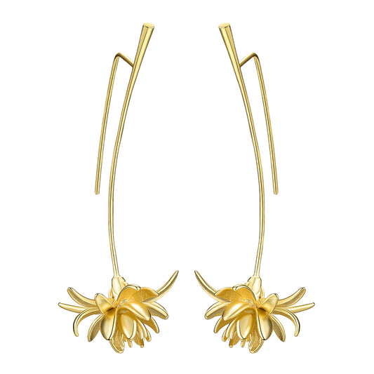 Night-Blooming Cereus Flower Long Dangle Earring