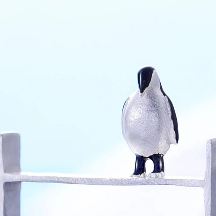 Sterling Silver Lovely Penguin Blue Agate Ocean Necklace