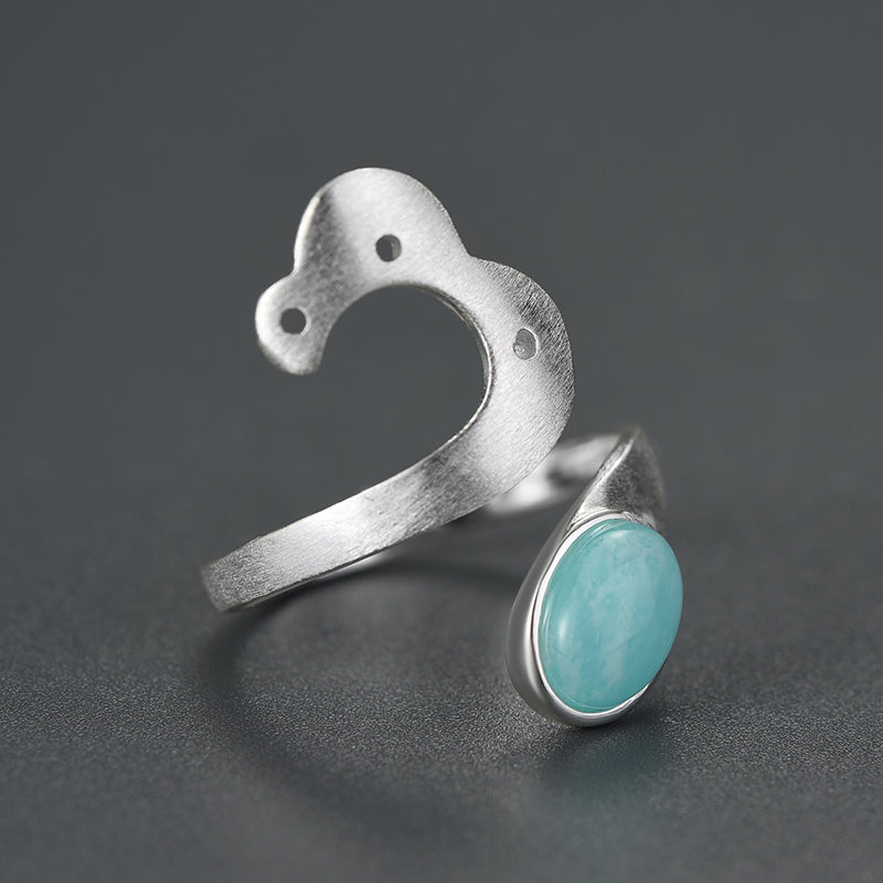 Sterling Silver Amazonite or Agate Vintage Ring