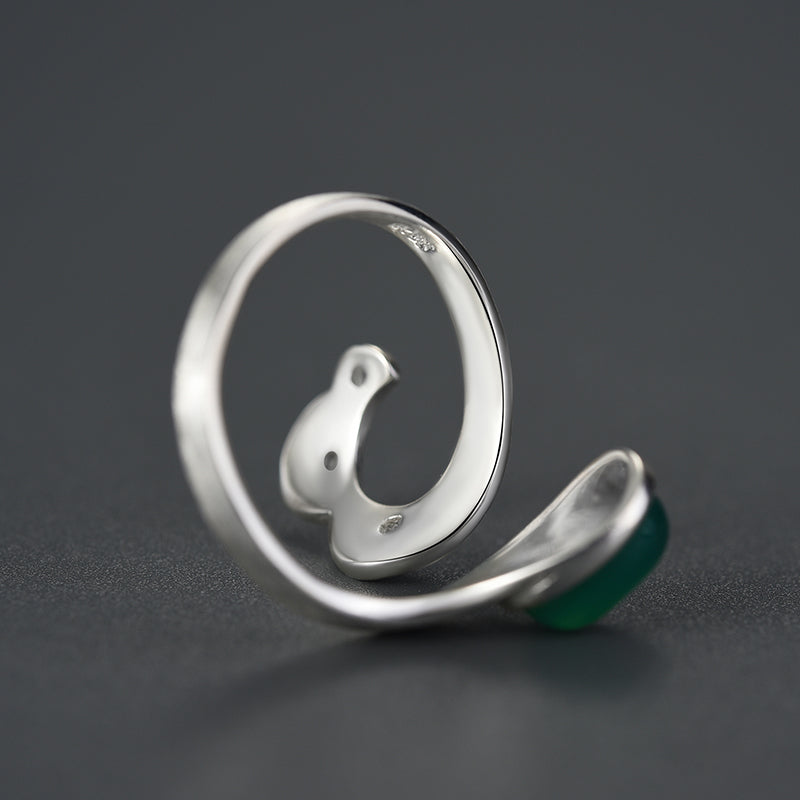 Sterling Silver Amazonite or Agate Vintage Ring