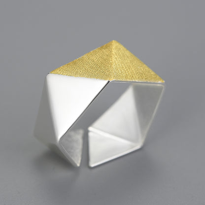 Sterling Silver Origami Art Adjustable Ring