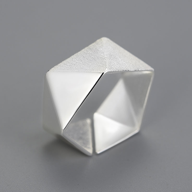 Sterling Silver Origami Art Adjustable Ring