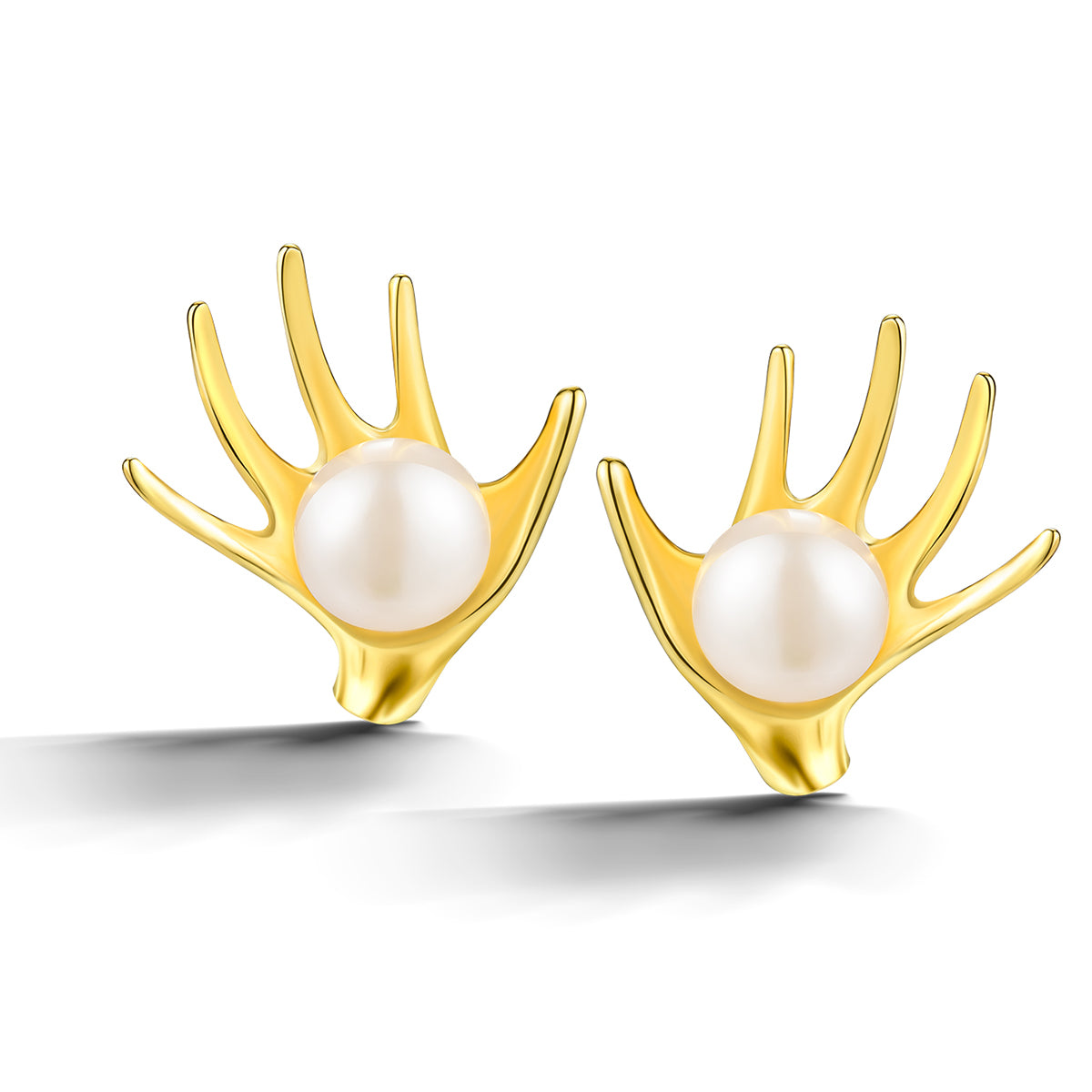 Pearls in Hands Stud Earrings